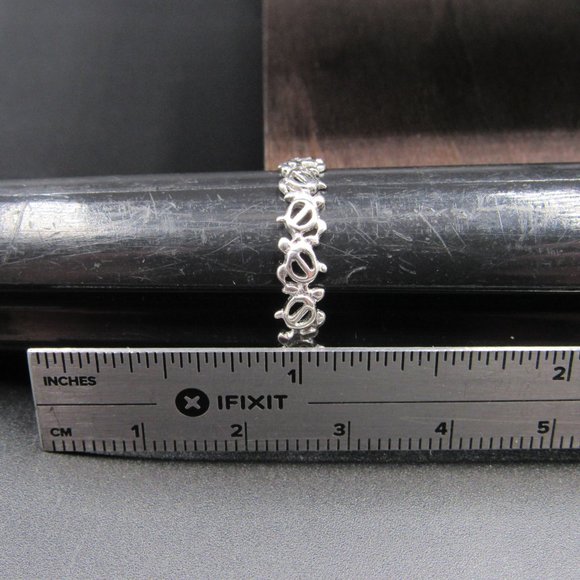 Size 9.75 Sterling Silver Tiny Turtles Band Ring - Picture 6 of 7
